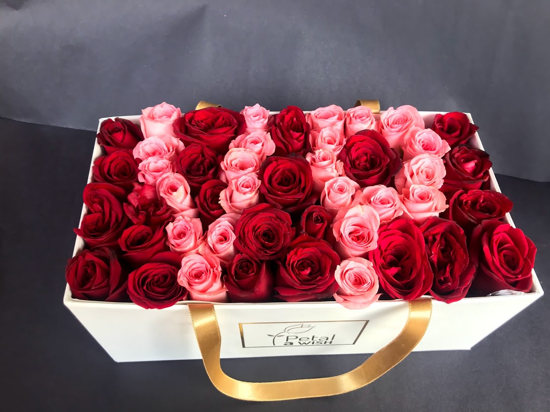 Rectangular Initials Rose Box Petalawish